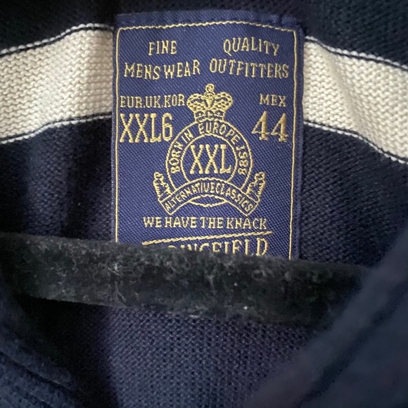 Springfield Men's Navy Striped Cowl Neck Sweater - Picture 3 of 5